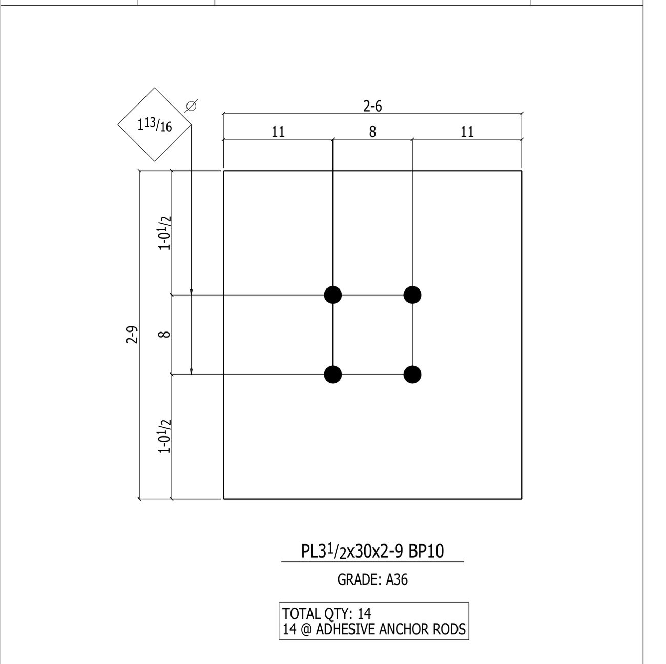 Shop drawing for base plate BP10