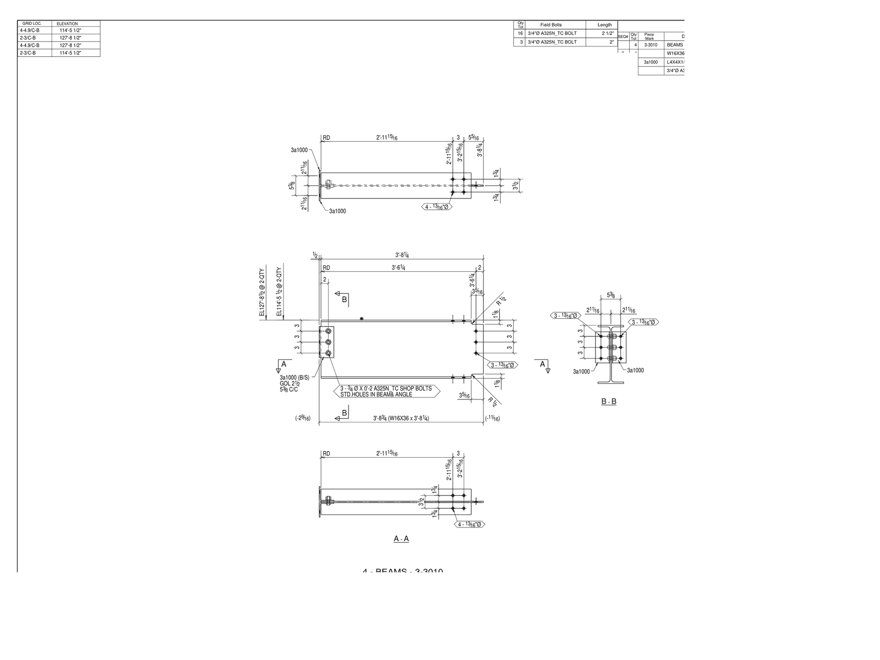 Single-beam detail with bolt list