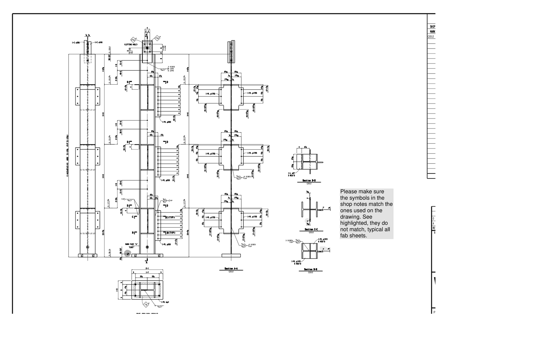 Column details with ship marks